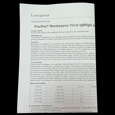 Речной порог сертификата ISO IgG IgM Monkeypox инфекционного заболевания в 15 минутах